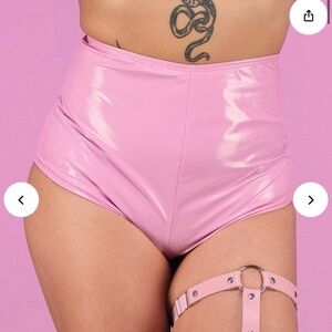 Rave Wonderland Pink Vinyl Zipper shorts